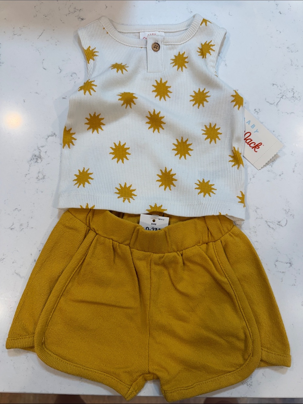 Cat & Jack White Ribbed Tank with Yellow Starburst Print